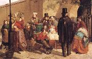 Charles Hunt A Coffee Stall Westminster oil